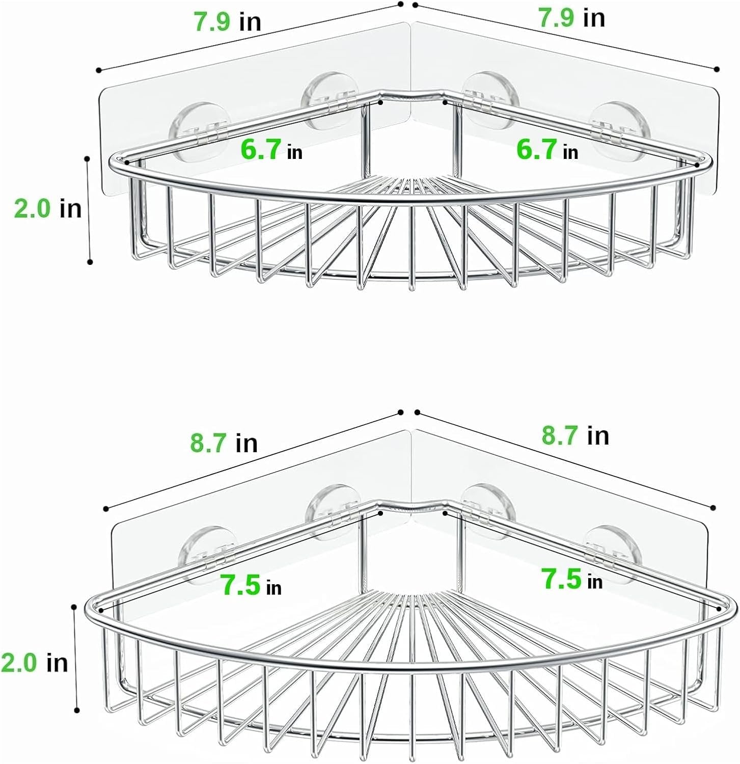 Stainless Steel Adhesive Corner Shower Caddies Secondary image