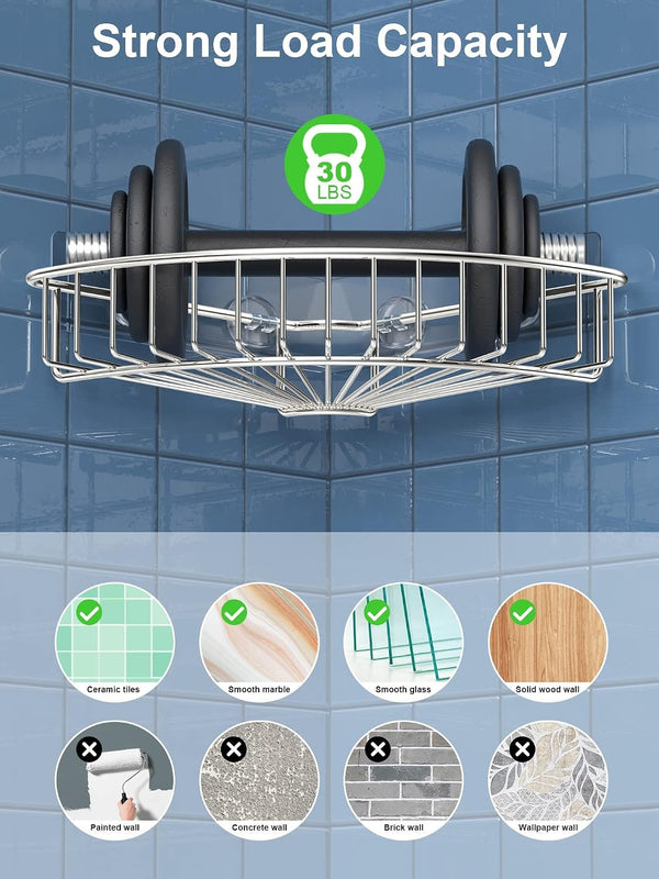 EasyEva Stainless Steel Adhesive Corner Shower Caddies additional product photo