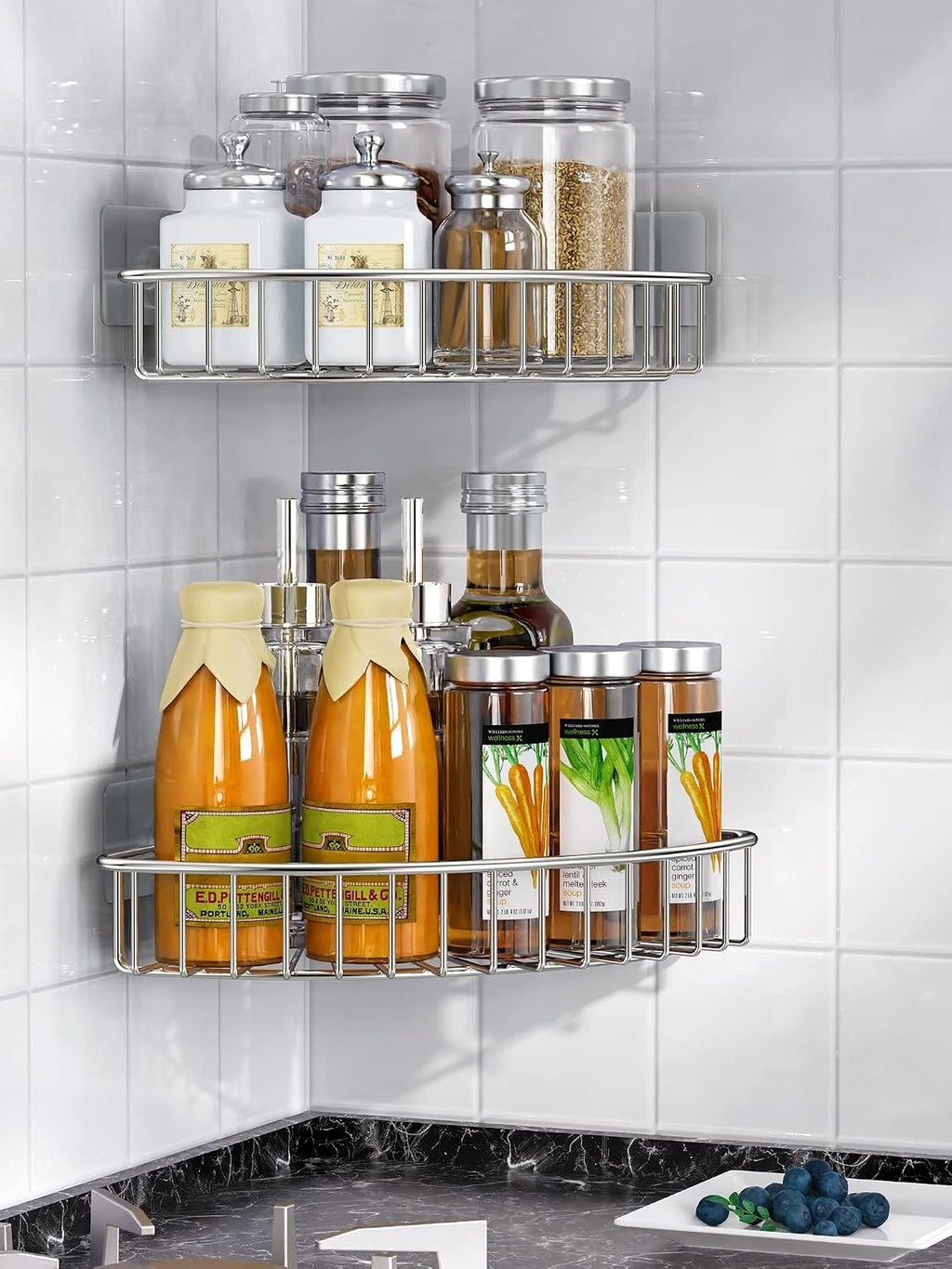 EasyEva Stainless Steel Adhesive Corner Shower Caddies additional product photo