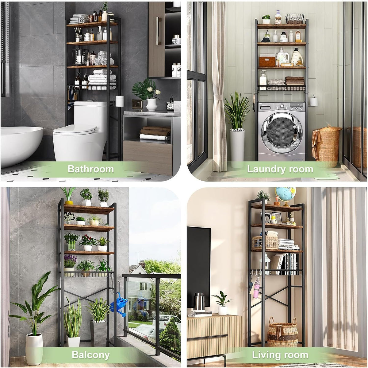 EasyEva Rustic Brown Over-the-Toilet Storage Rack additional product photo