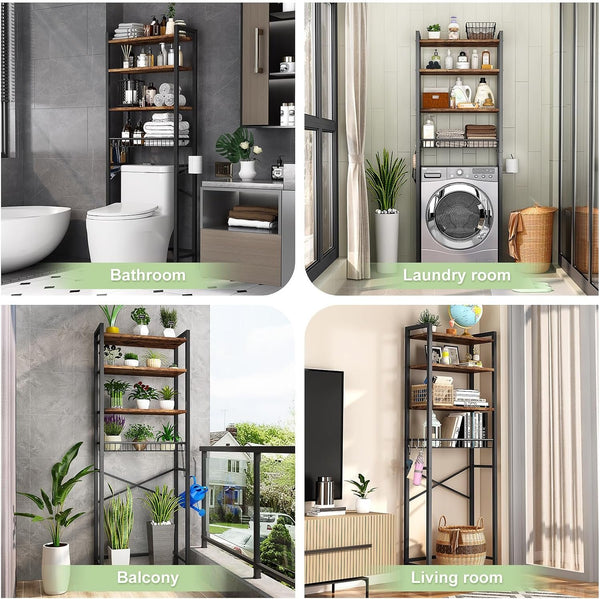 EasyEva Rustic Brown Over-the-Toilet Storage Rack additional product photo