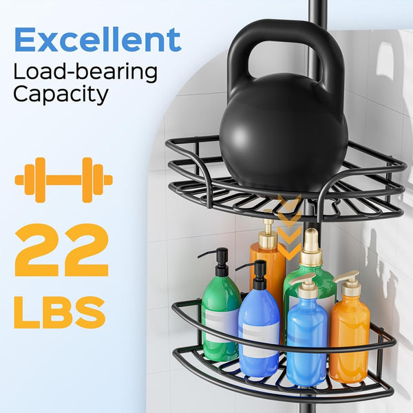 EasyEva Black Tension Pole Corner Shower Caddy additional product photo