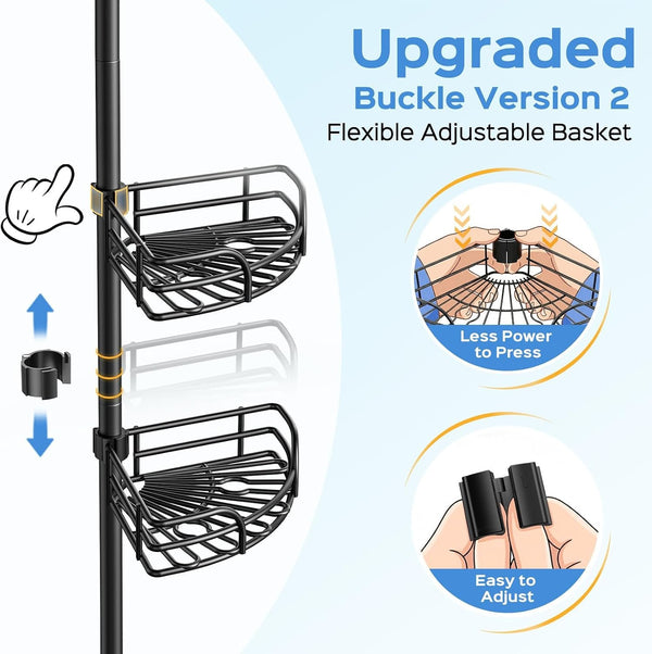 EasyEva Black Tension Pole Corner Shower Caddy additional product photo