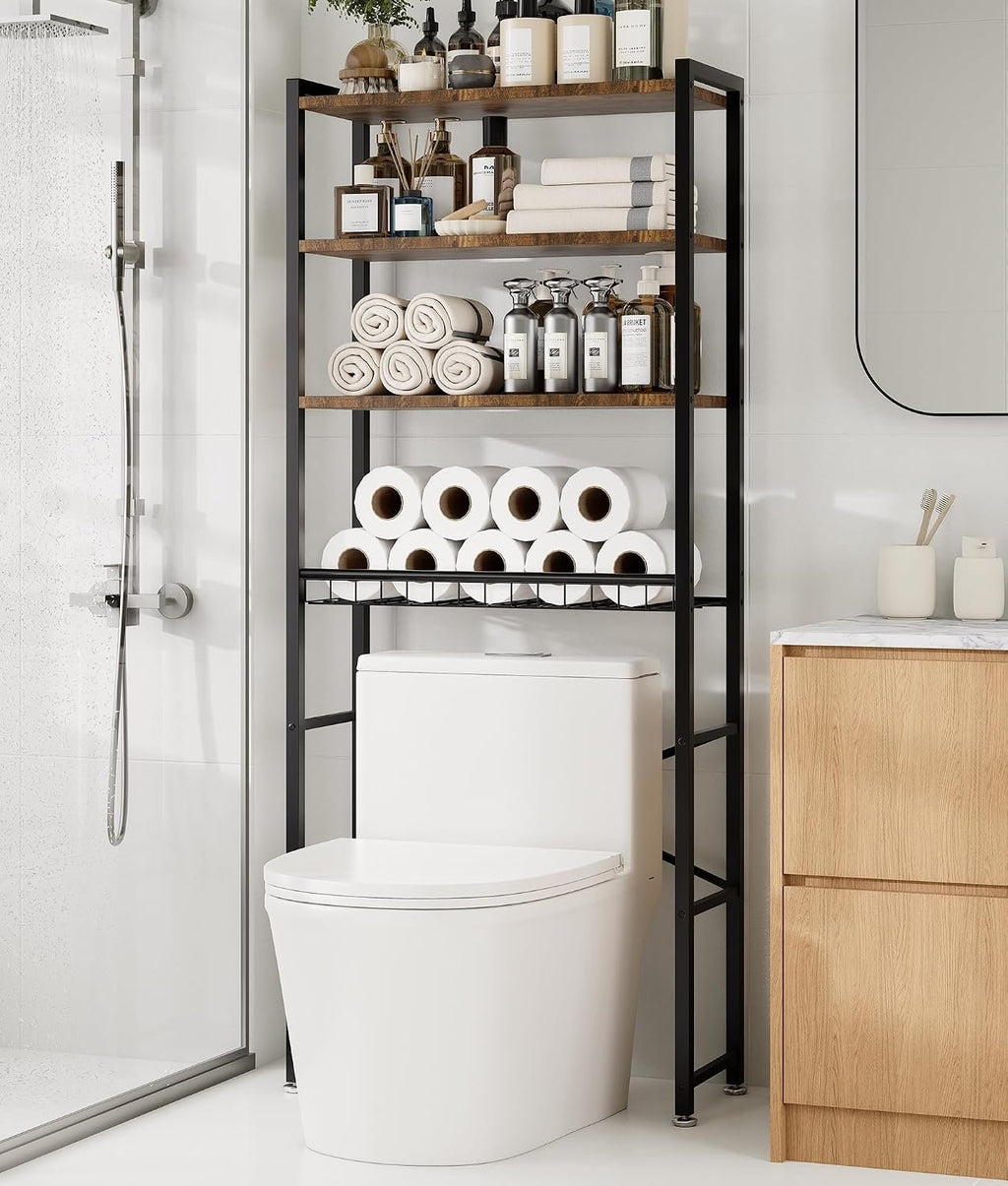 EasyEva Brown and Black Over-the-Toilet Storage Shelf studio product photo