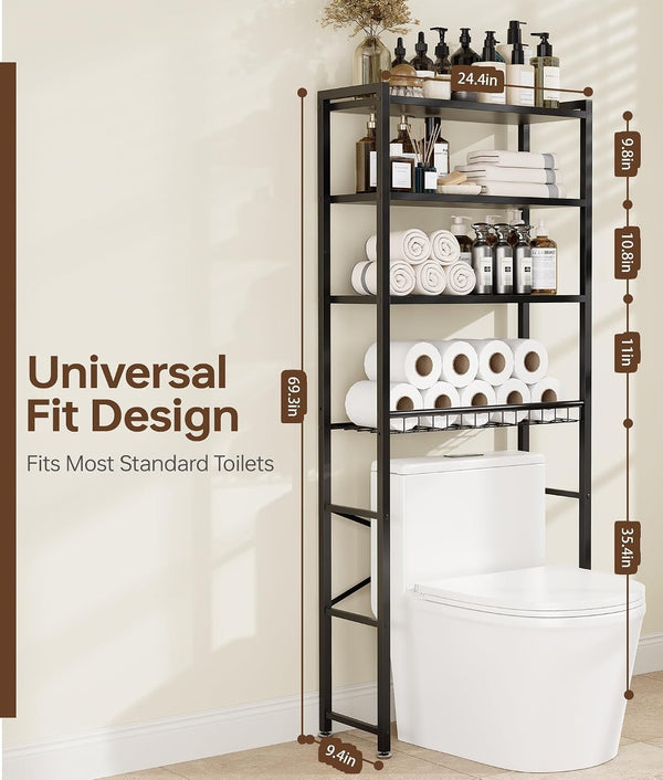 EasyEva Brown and Black Over-the-Toilet Storage Shelf additional product photo