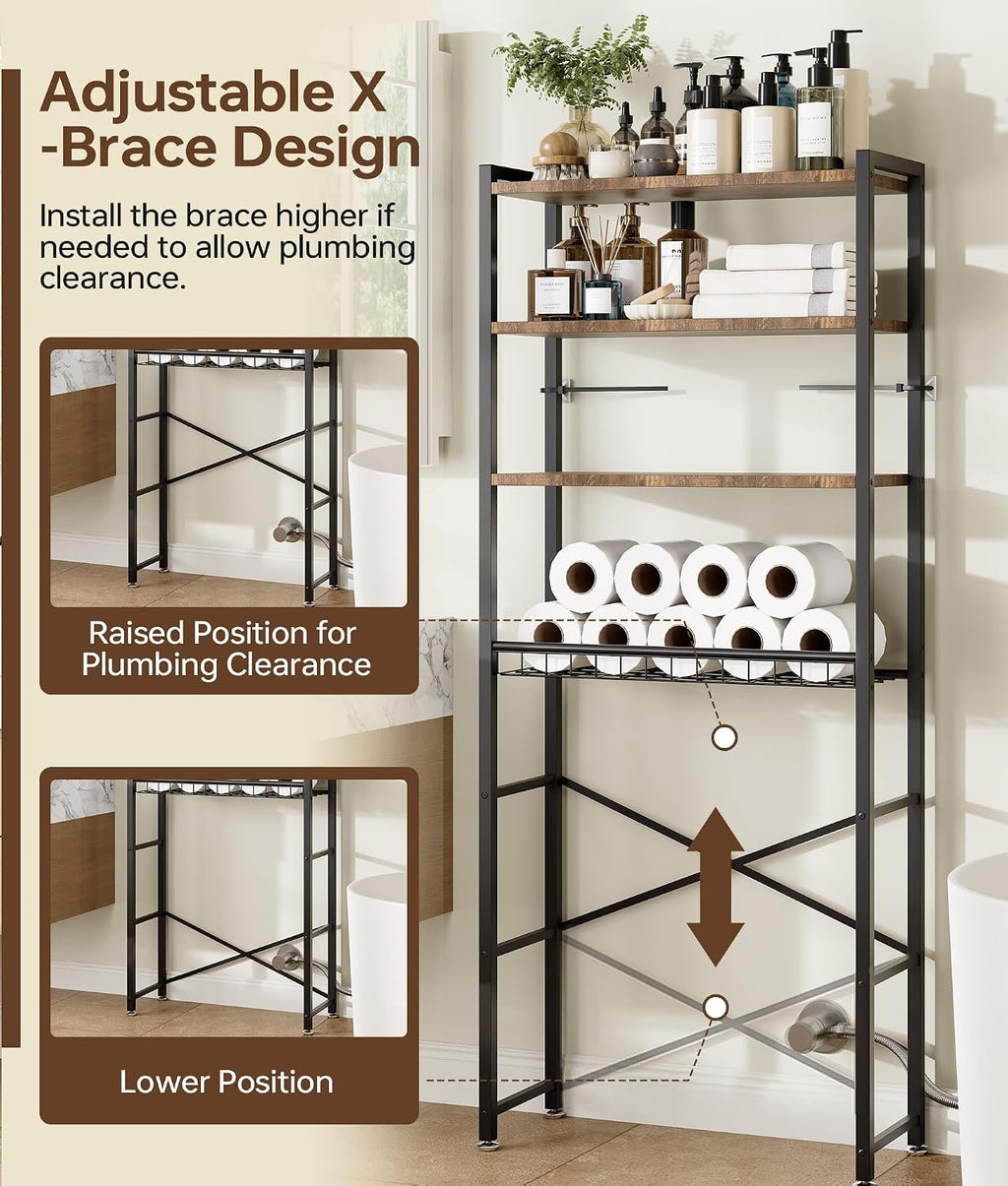 EasyEva Brown and Black Over-the-Toilet Storage Shelf additional product photo