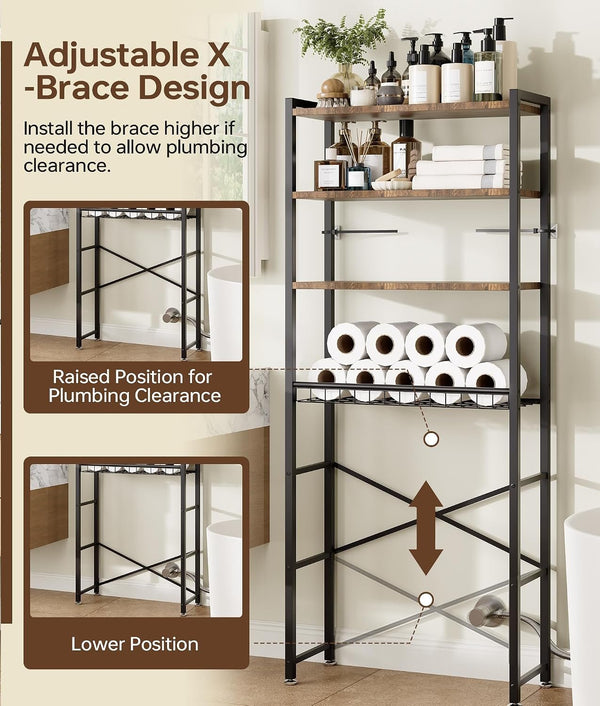EasyEva Brown and Black Over-the-Toilet Storage Shelf additional product photo