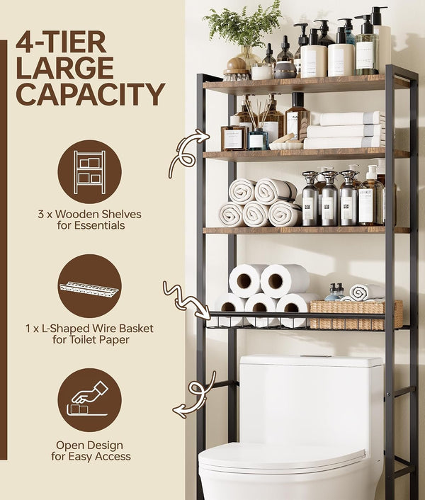 EasyEva Brown and Black Over-the-Toilet Storage Shelf additional product photo