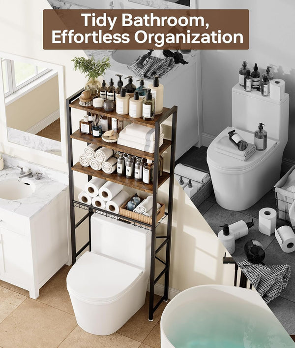 EasyEva Brown and Black Over-the-Toilet Storage Shelf additional product photo