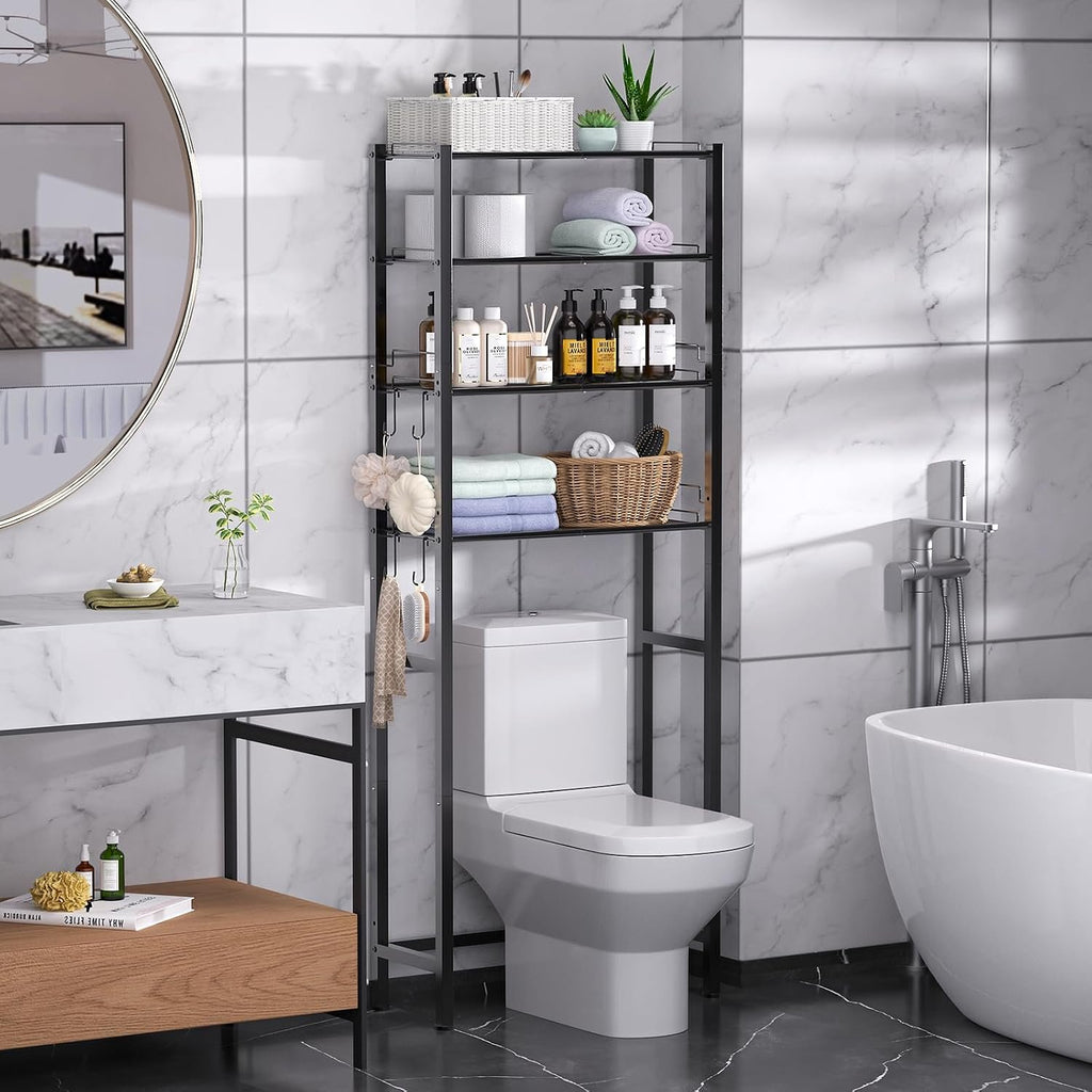 EasyEva Black Metal Over-the-Toilet Storage Rack studio product photo