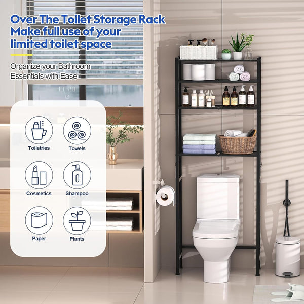 EasyEva Black Metal Over-the-Toilet Storage Rack additional product photo