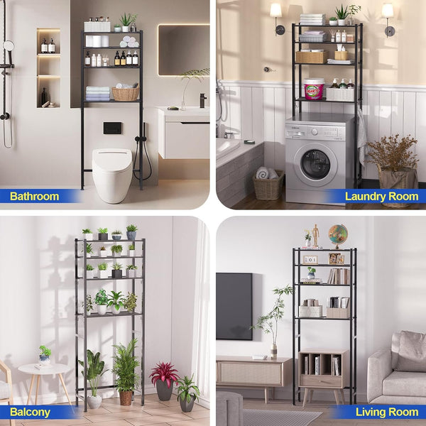 EasyEva Black Metal Over-the-Toilet Storage Rack additional product photo