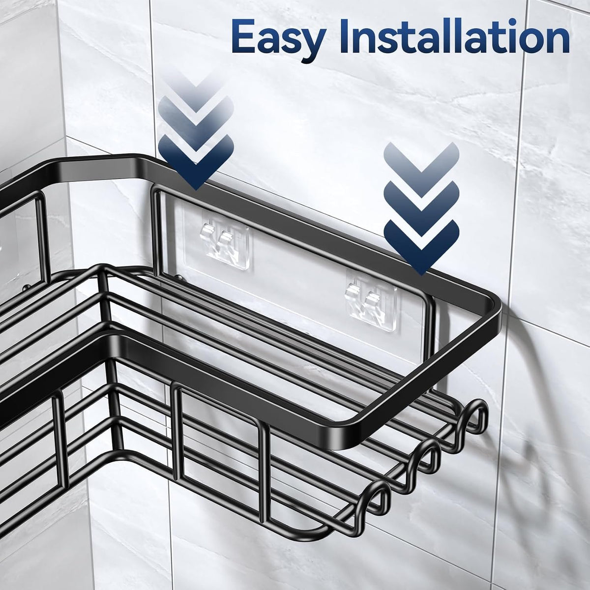 EasyEva Black L-Shaped Corner Shower Caddies with Soap Holder additional product photo