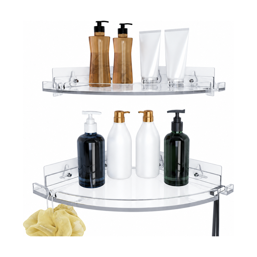 EasyEva Clear Acrylic Corner Shower Shelves studio product photo Main image
