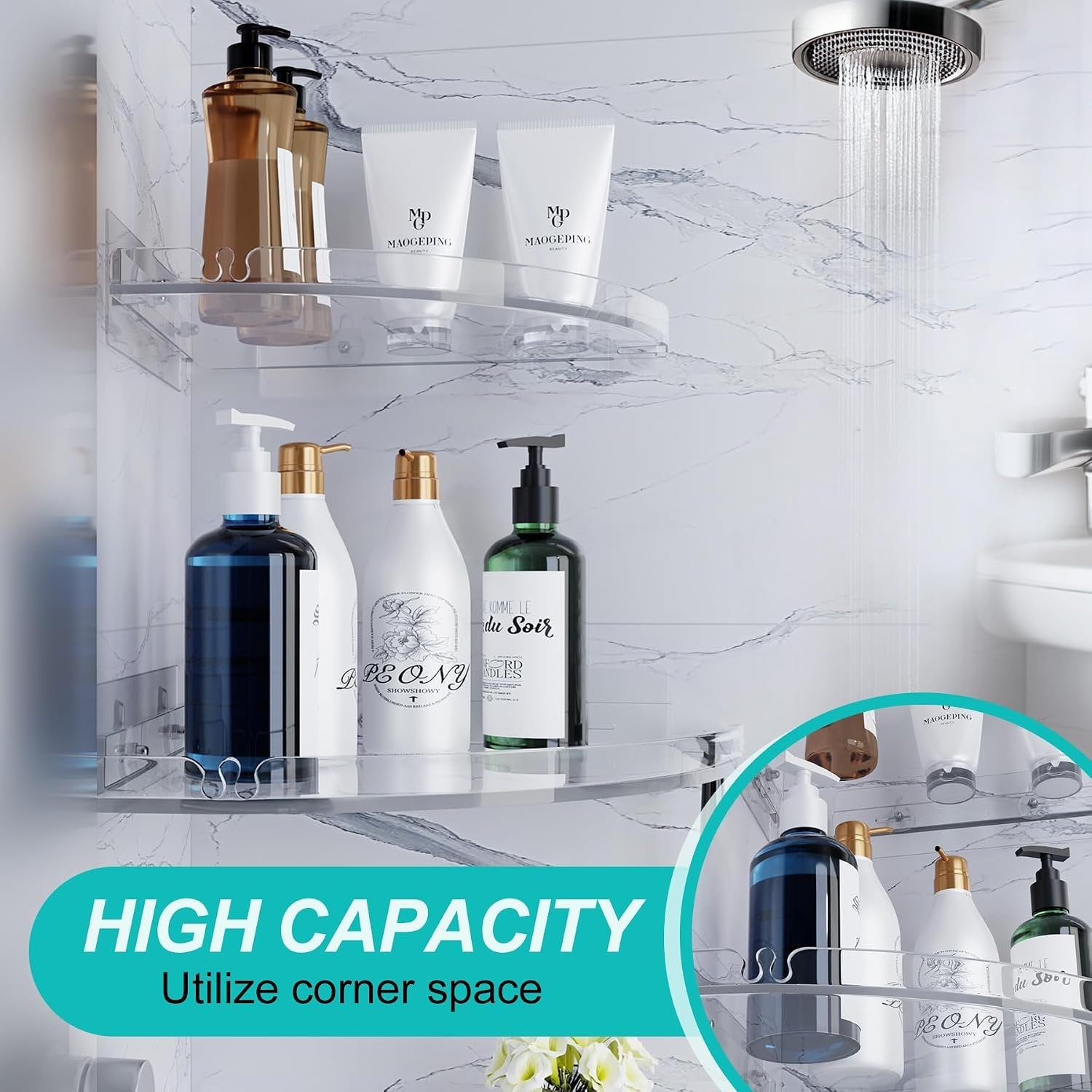 Clear Acrylic Corner Shower Shelves Secondary image