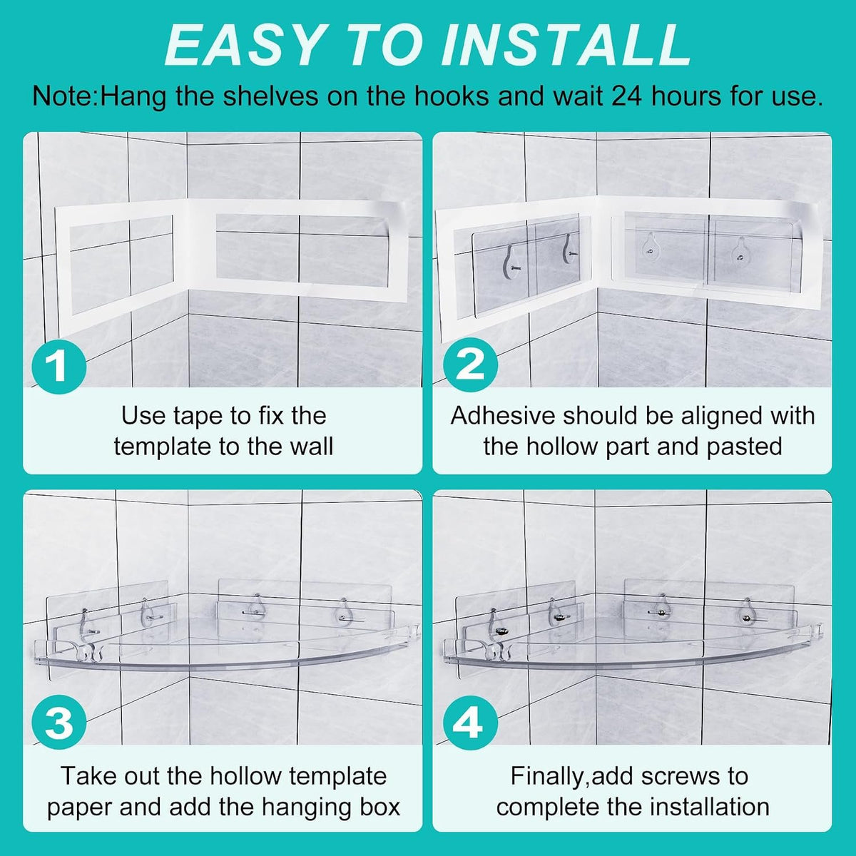 EasyEva Clear Acrylic Corner Shower Shelves additional product photo