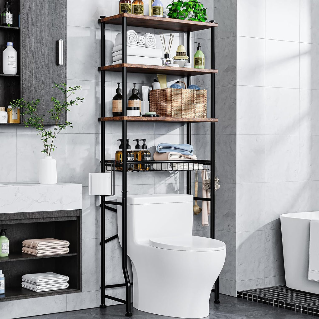 EasyEva Round Tube Over-the-Toilet Storage Rack studio product photo