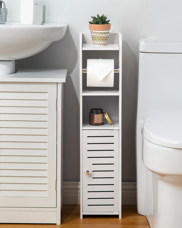 EasyEva White Freestanding Toilet Paper Storage Cabinet additional product photo