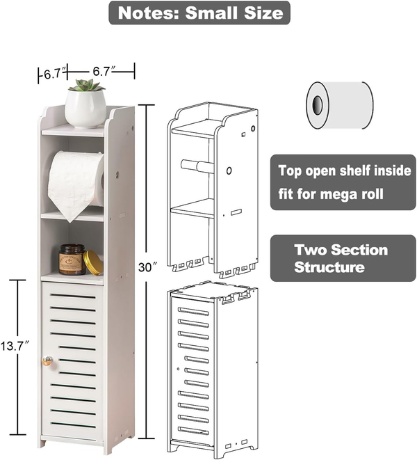 EasyEva White Freestanding Toilet Paper Storage Cabinet additional product photo