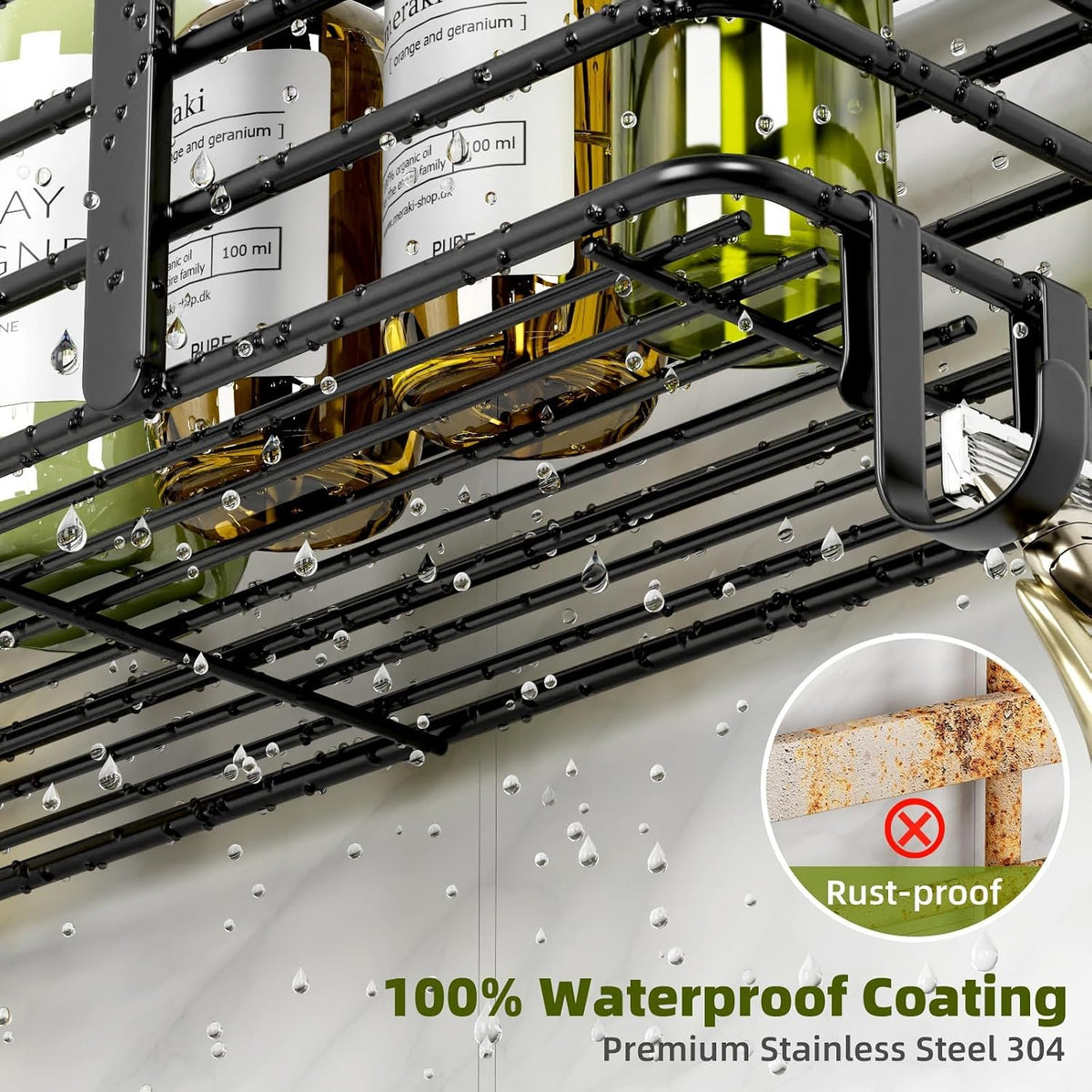EasyEva Stainless Steel Adhesive Shower Caddy Set additional product photo