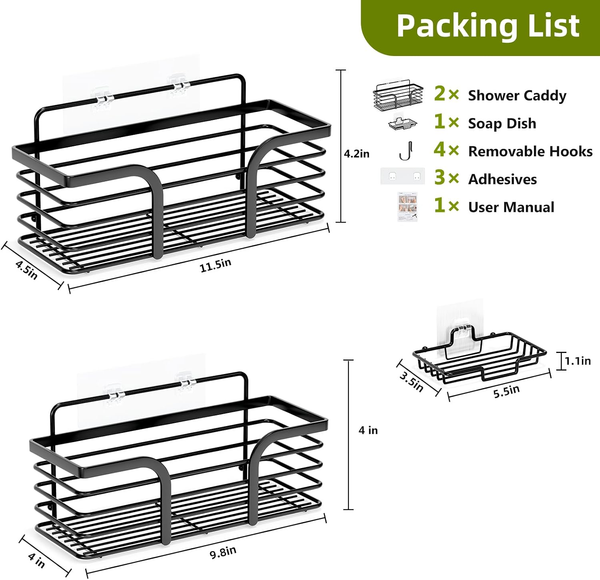EasyEva Stainless Steel Adhesive Shower Caddy Set additional product photo