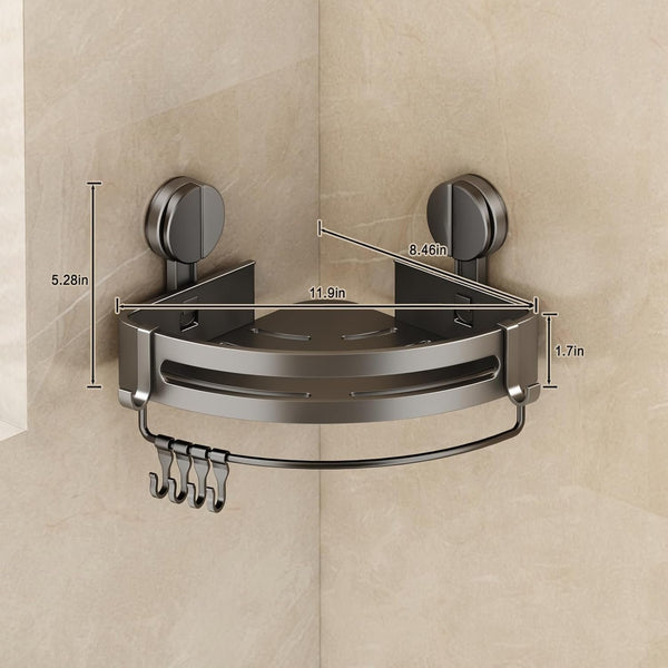 EasyEva Gray Aluminum Suction Corner Shower Caddies additional product photo