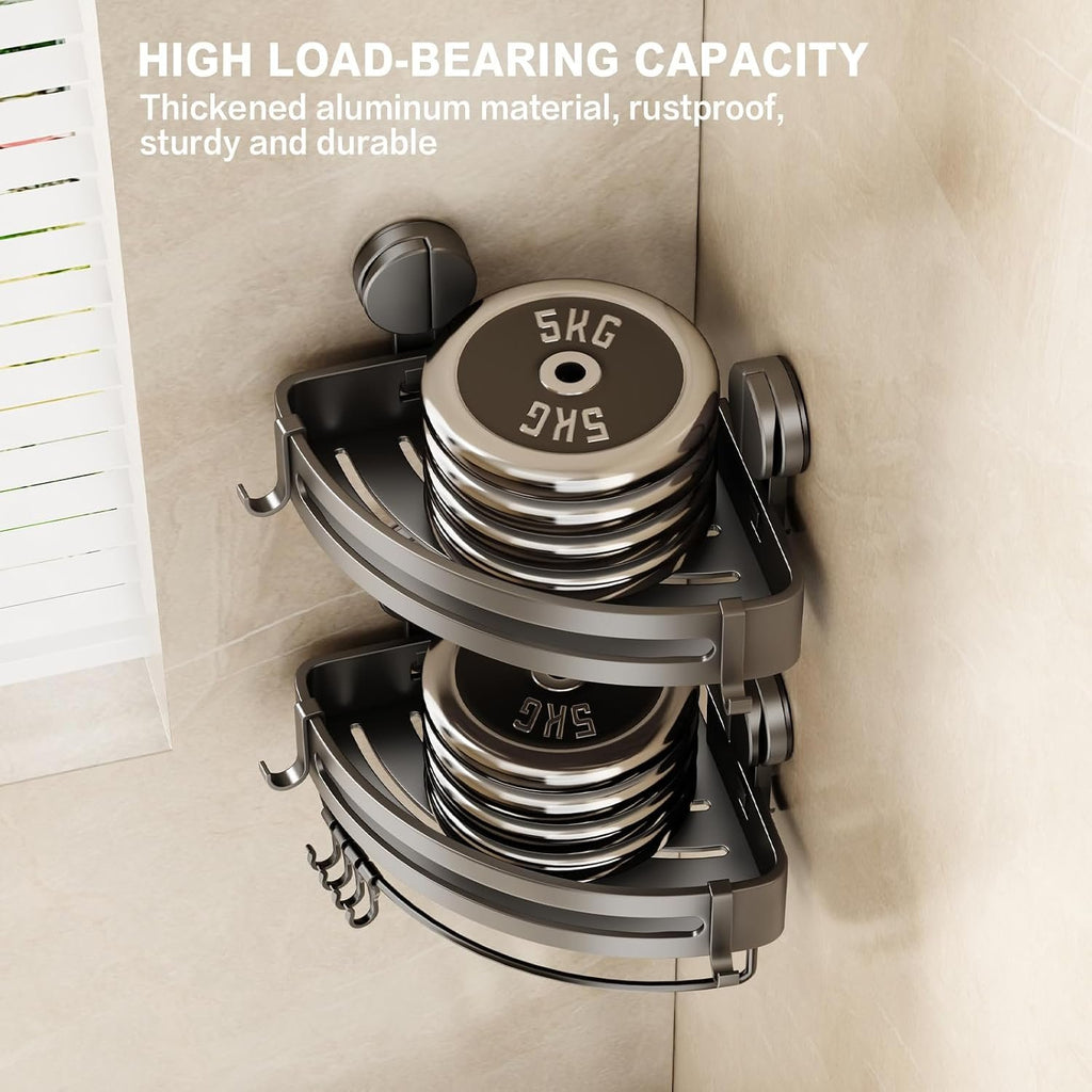 EasyEva Gray Aluminum Suction Corner Shower Caddies additional product photo