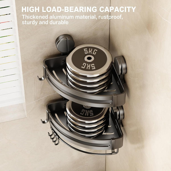 EasyEva Gray Aluminum Suction Corner Shower Caddies additional product photo
